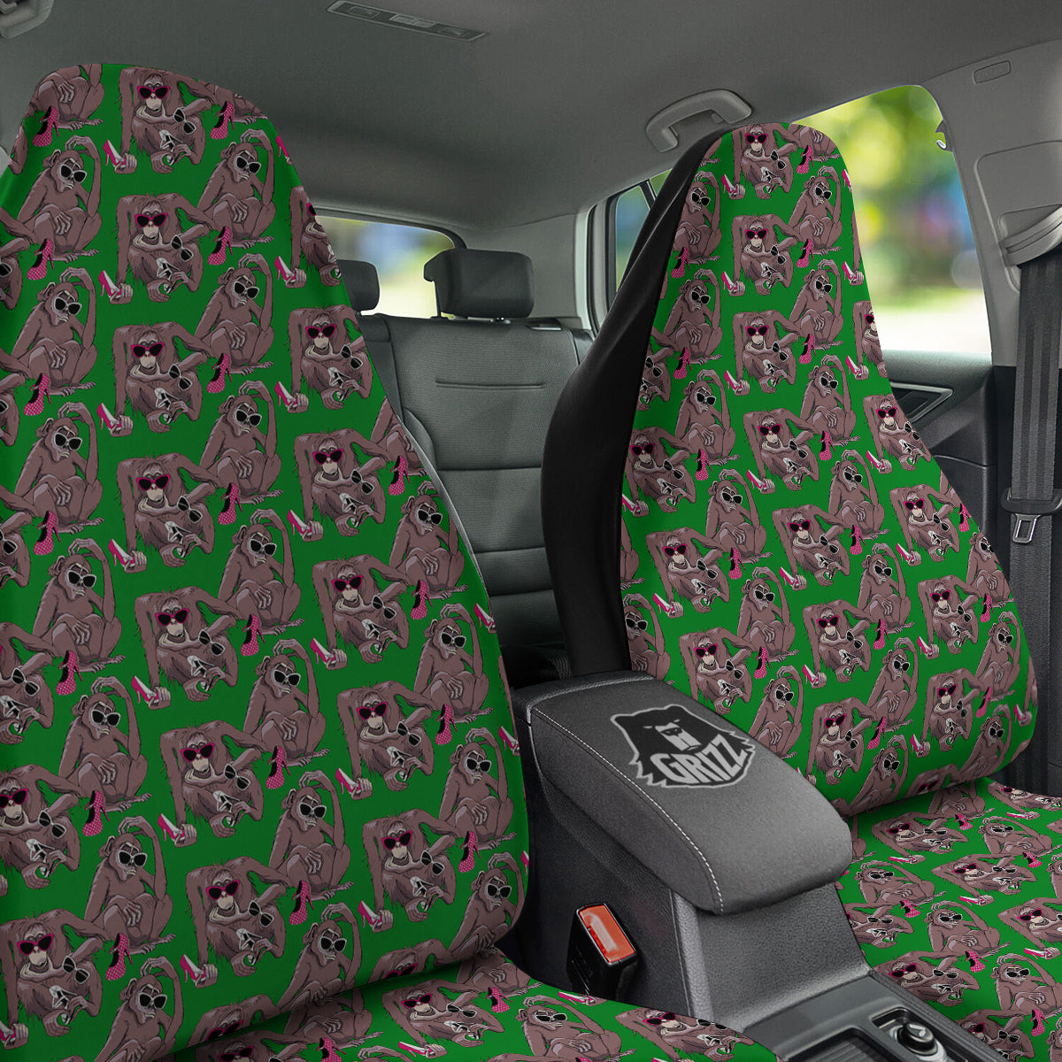 Monkey with the Shoes and Glasses Print Pattern Car Seat Covers-grizzshop