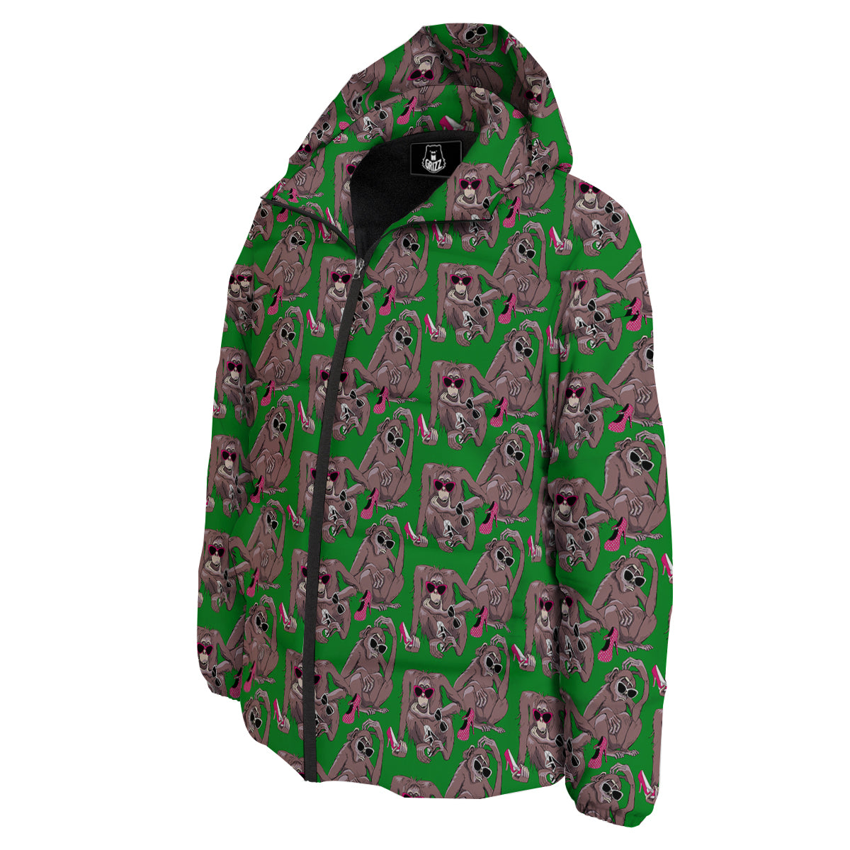 Monkey with the Shoes and Glasses Print Pattern Down Jacket-grizzshop