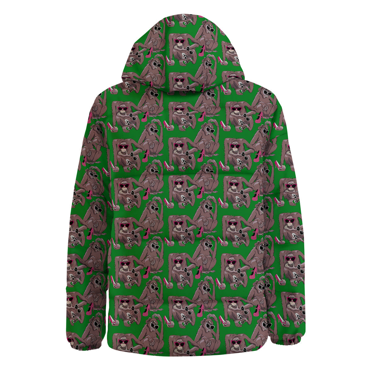 Monkey with the Shoes and Glasses Print Pattern Down Jacket-grizzshop