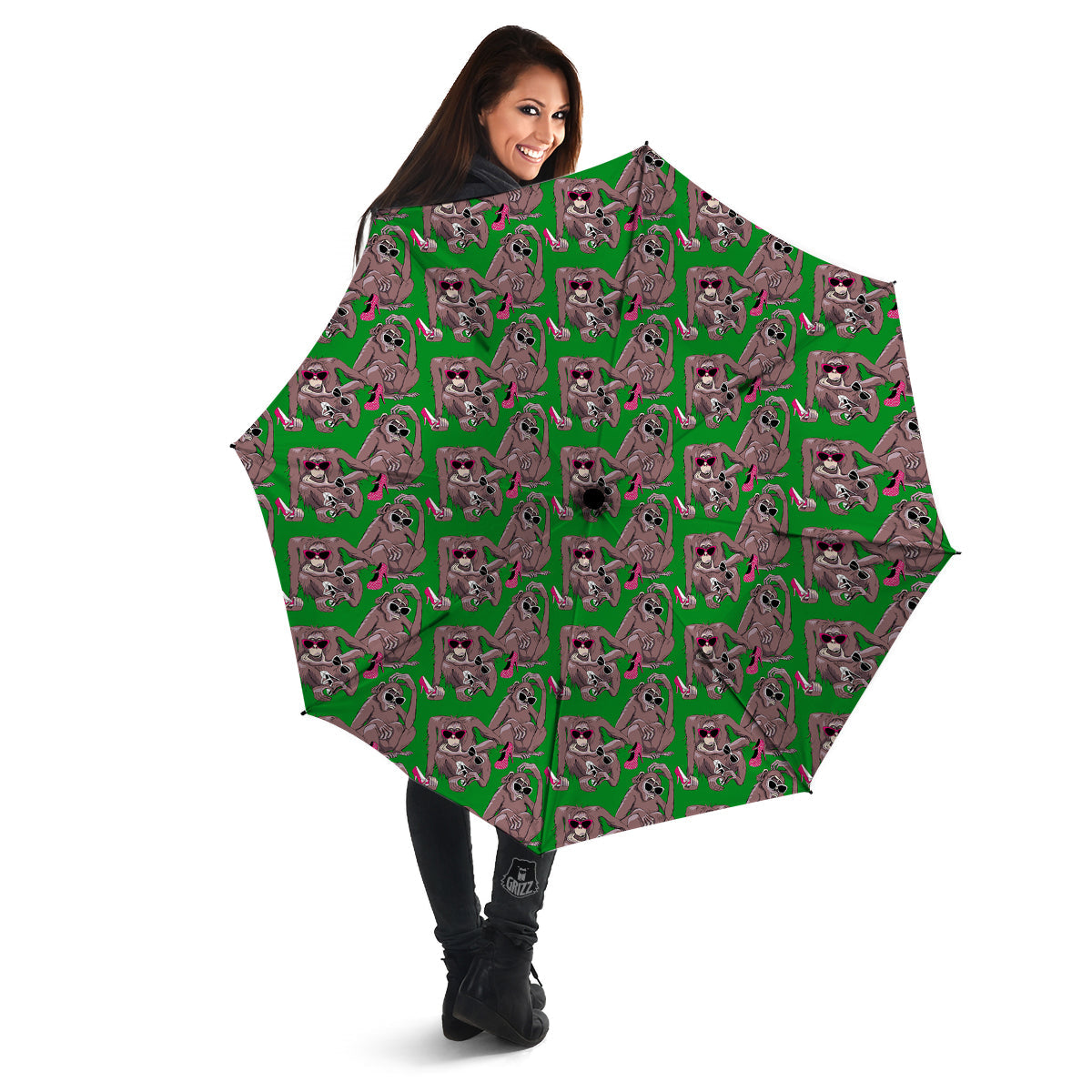 Monkey with the Shoes and Glasses Print Pattern Umbrella-grizzshop