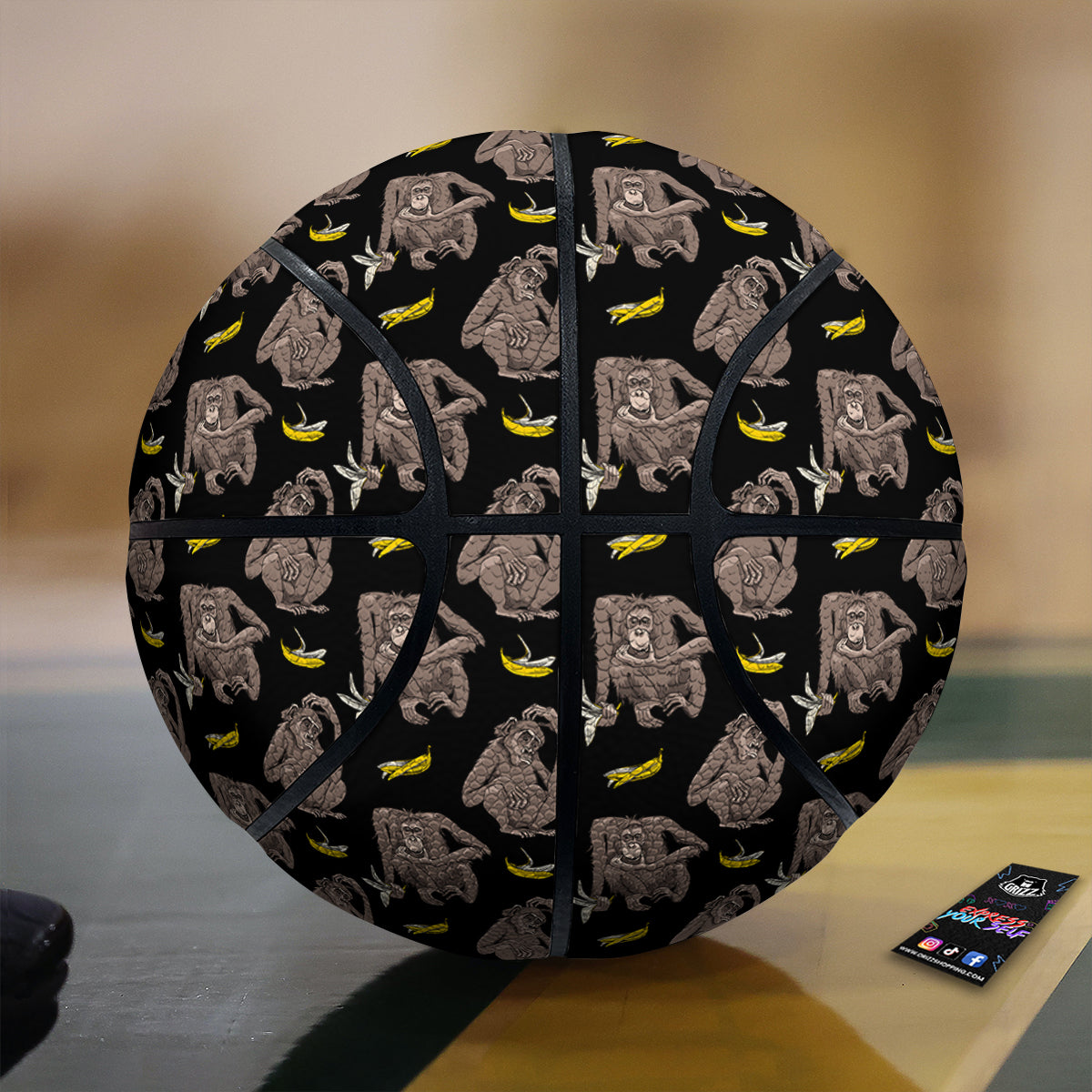 Monkey And Banana Print Pattern Basketball