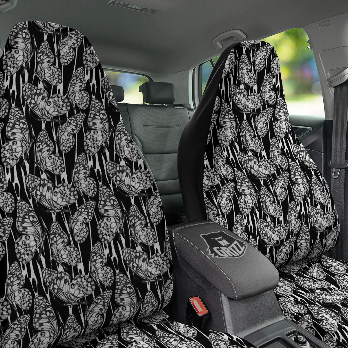 Monochrom Butterfly Print Pattern Car Seat Covers-grizzshop