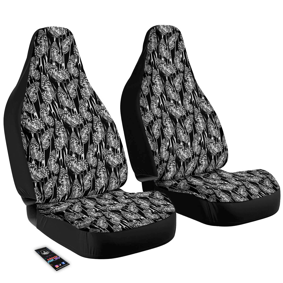 Monochrom Butterfly Print Pattern Car Seat Covers-grizzshop