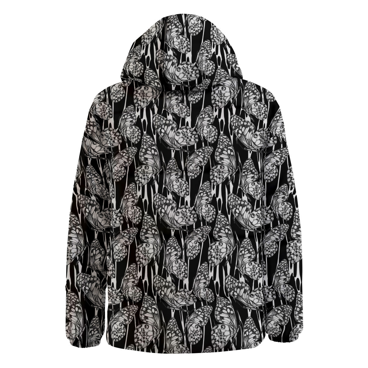 Monochrom Butterfly Print Pattern Down Jacket-grizzshop