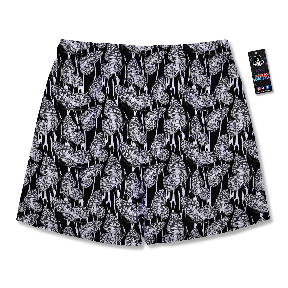 Monochrom Butterfly Print Pattern Men's Running Shorts-grizzshop