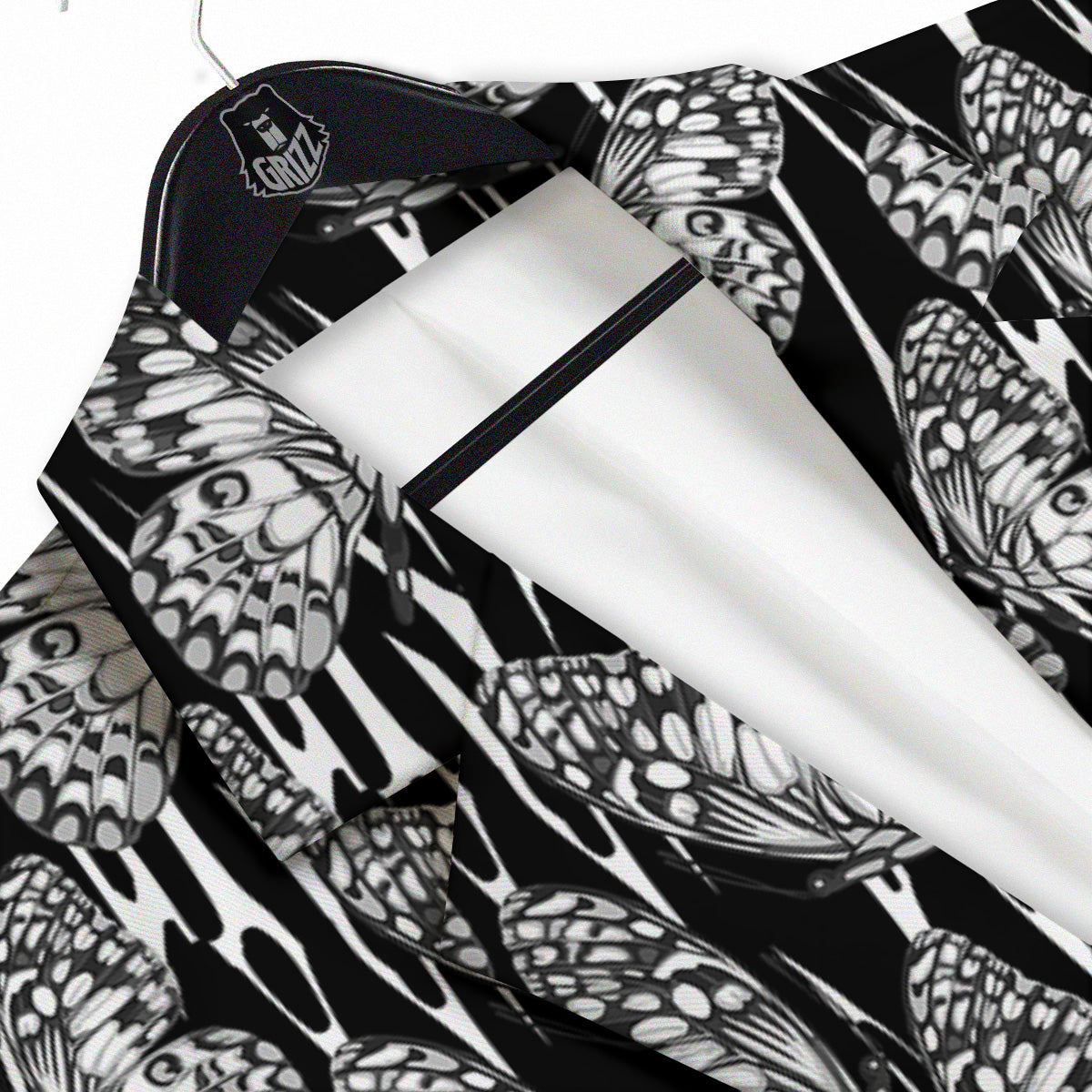 Monochrom Butterfly Print Pattern Men's Sport Coat-grizzshop