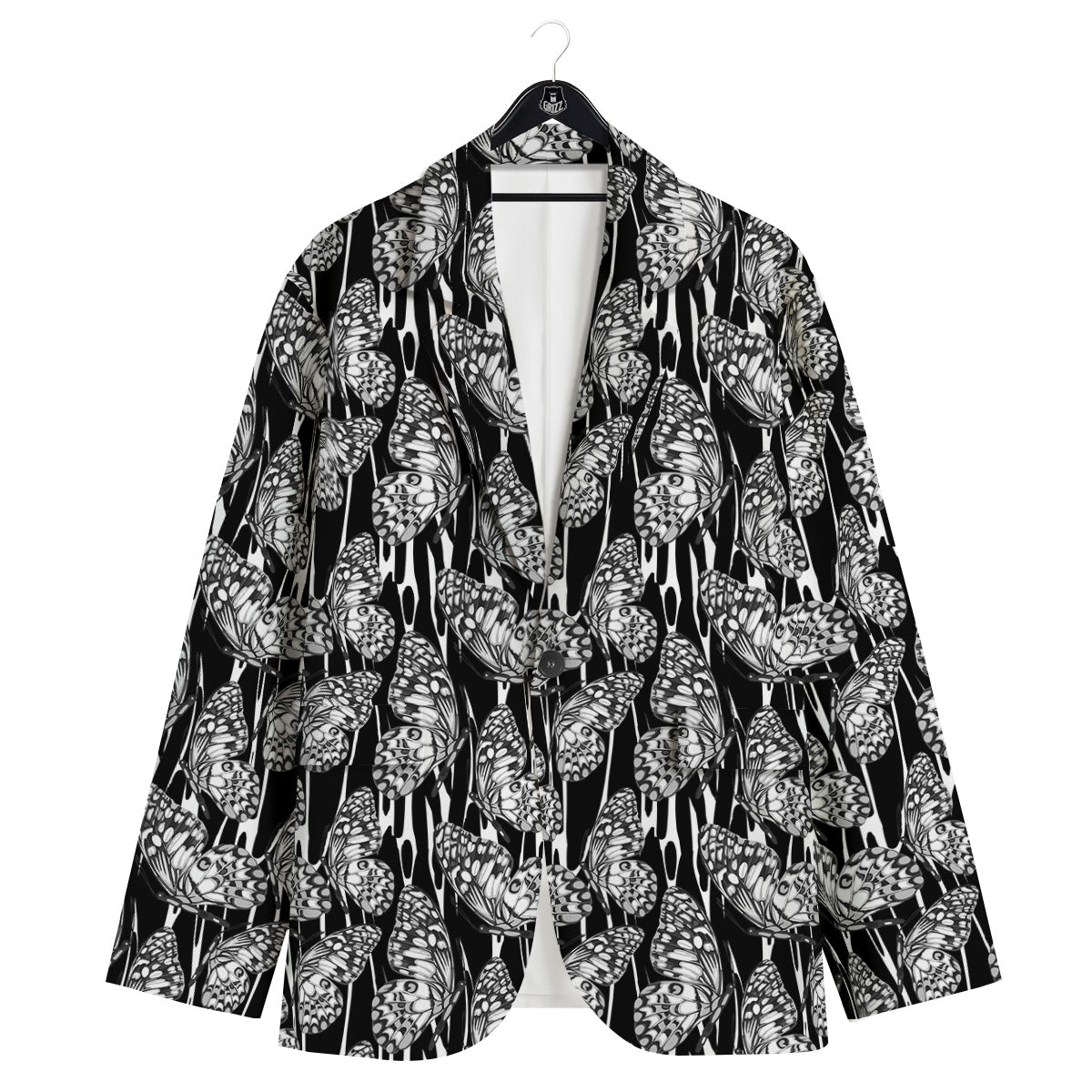 Monochrom Butterfly Print Pattern Men's Sport Coat-grizzshop