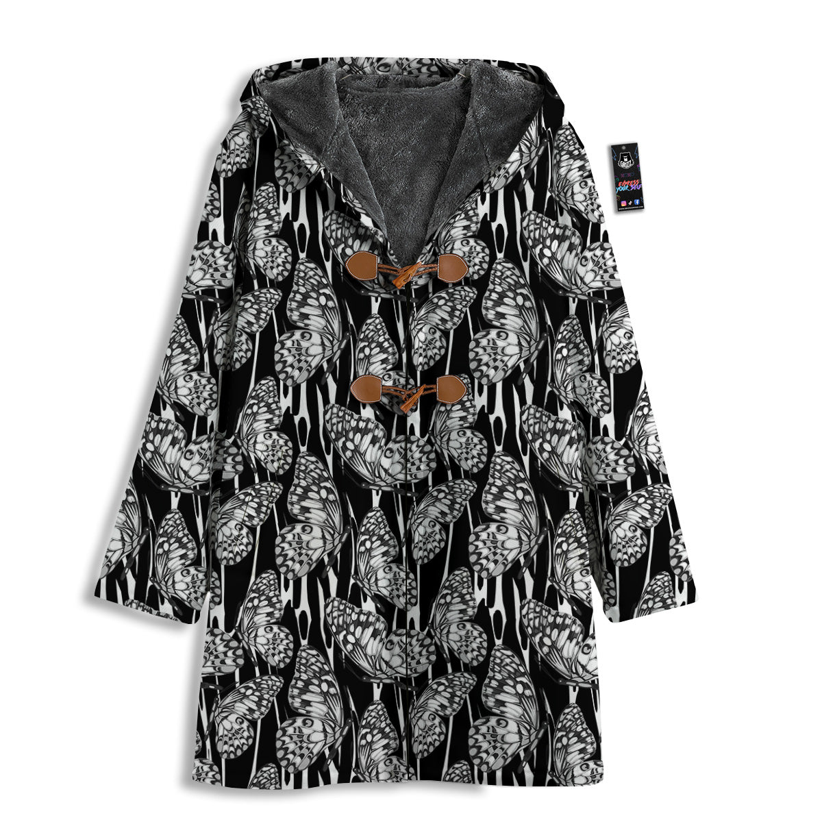 Monochrom Butterfly Print Pattern Men's Windbreaker Jacket-grizzshop