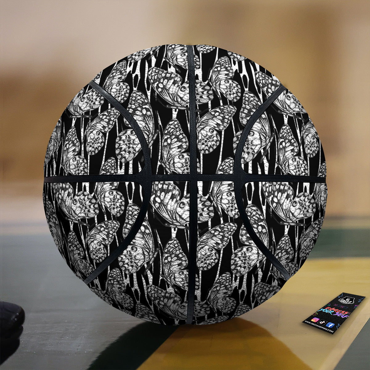 Monochrom Butterfly Print Pattern Basketball