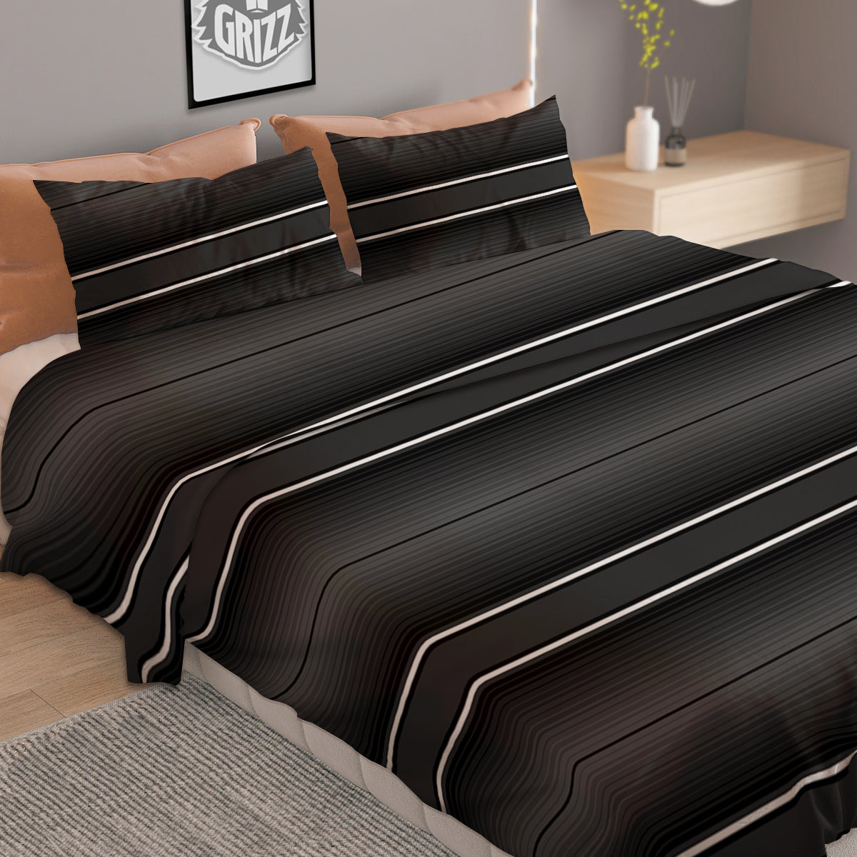 Monochrome Mexican Serape Print Duvet Cover Bedding Set