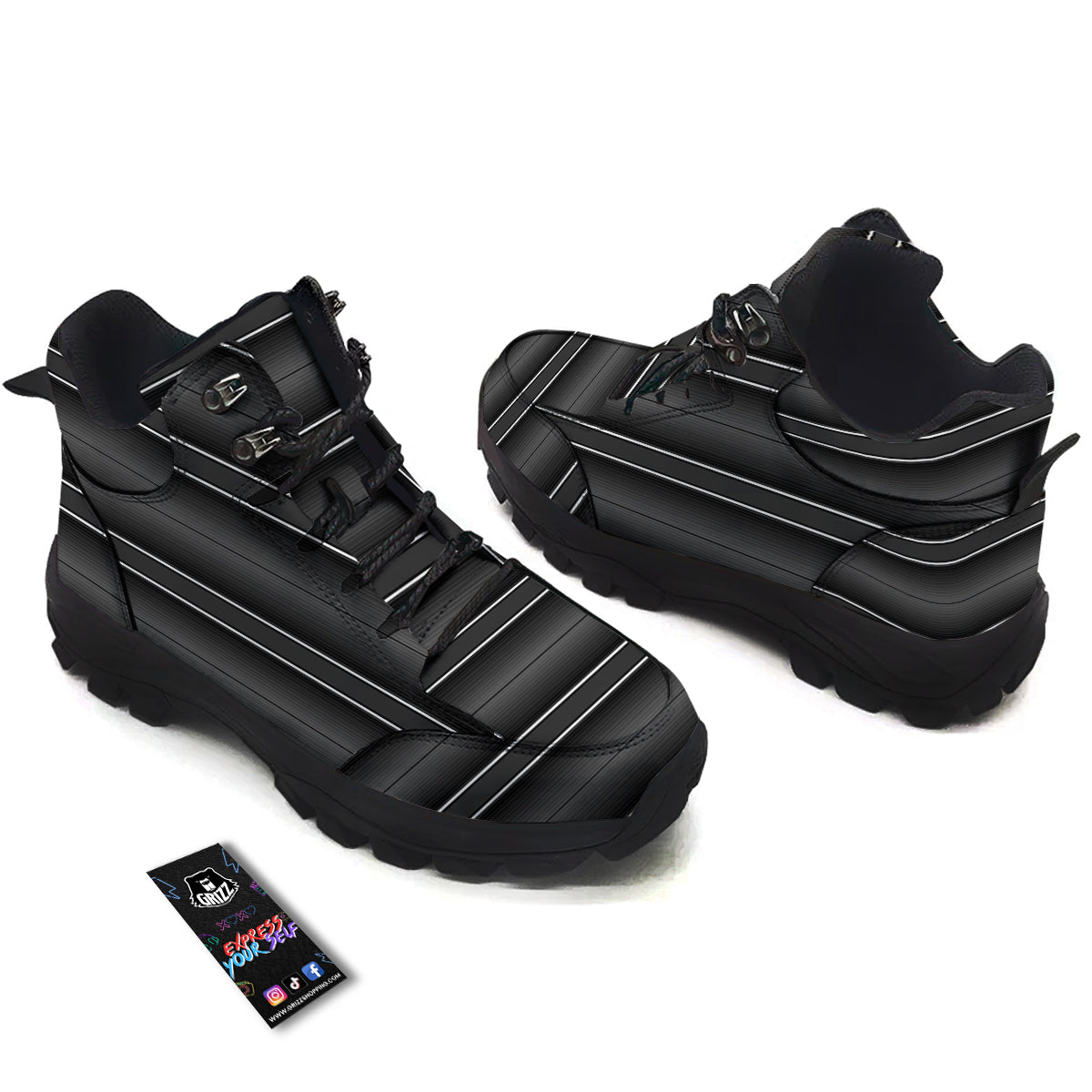 Monochrome Mexican Serape Print Hiking Shoes-grizzshop