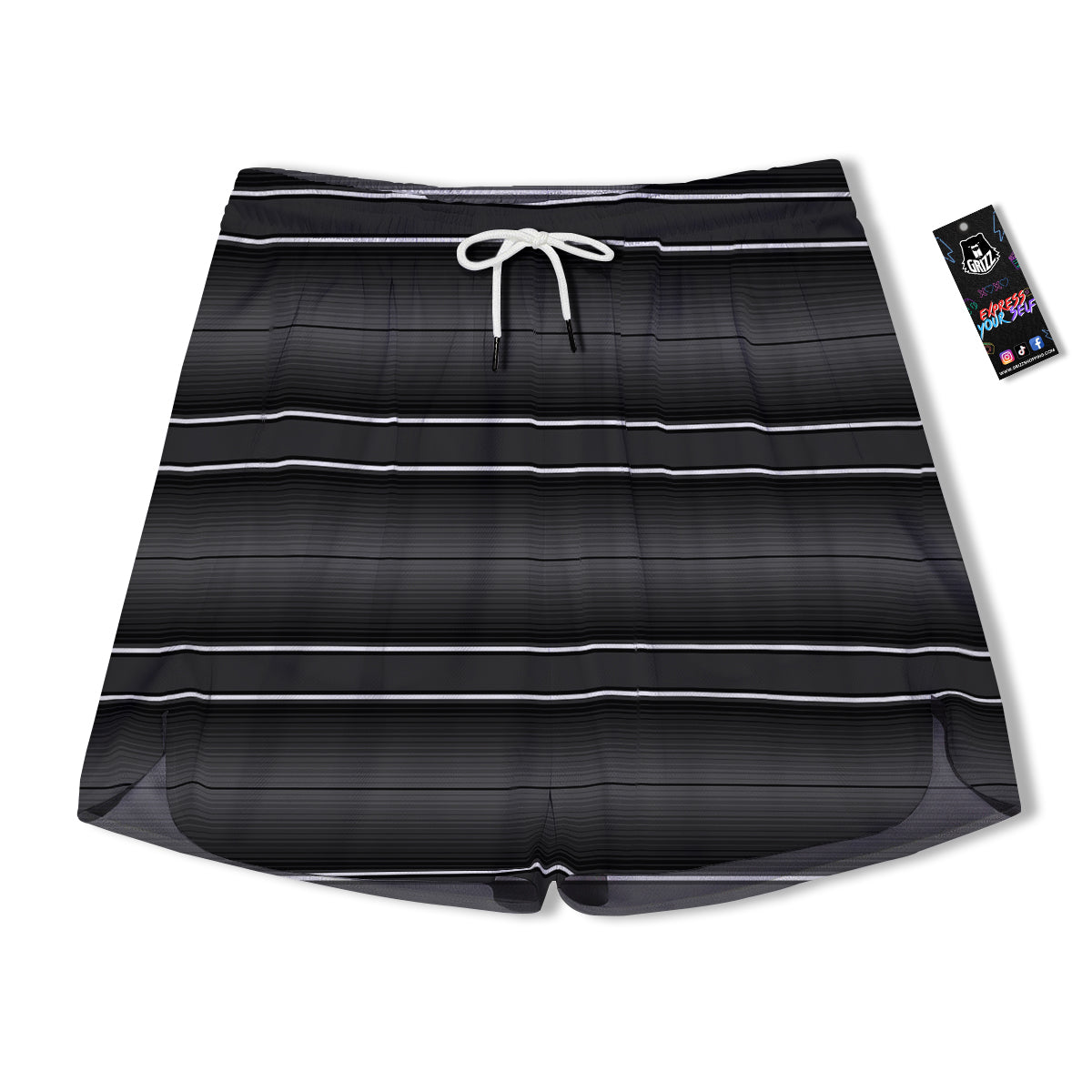 Monochrome Mexican Serape Print Men's Running Shorts-grizzshop