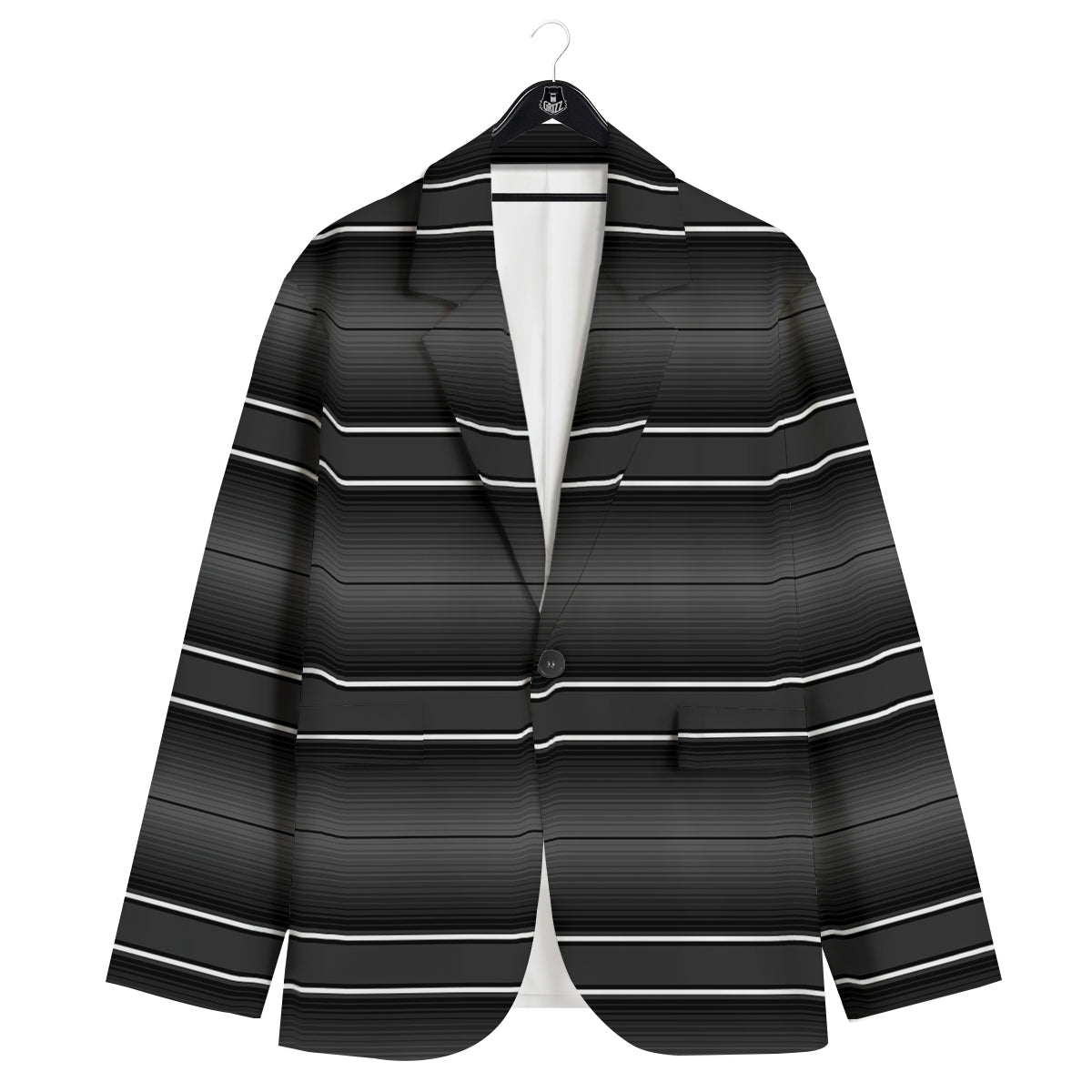 Monochrome Mexican Serape Print Men's Sport Coat-grizzshop