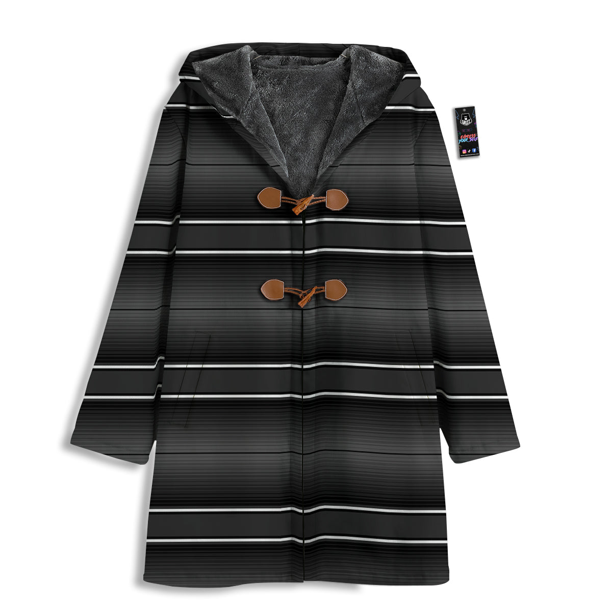 Monochrome Mexican Serape Print Men's Windbreaker Jacket-grizzshop