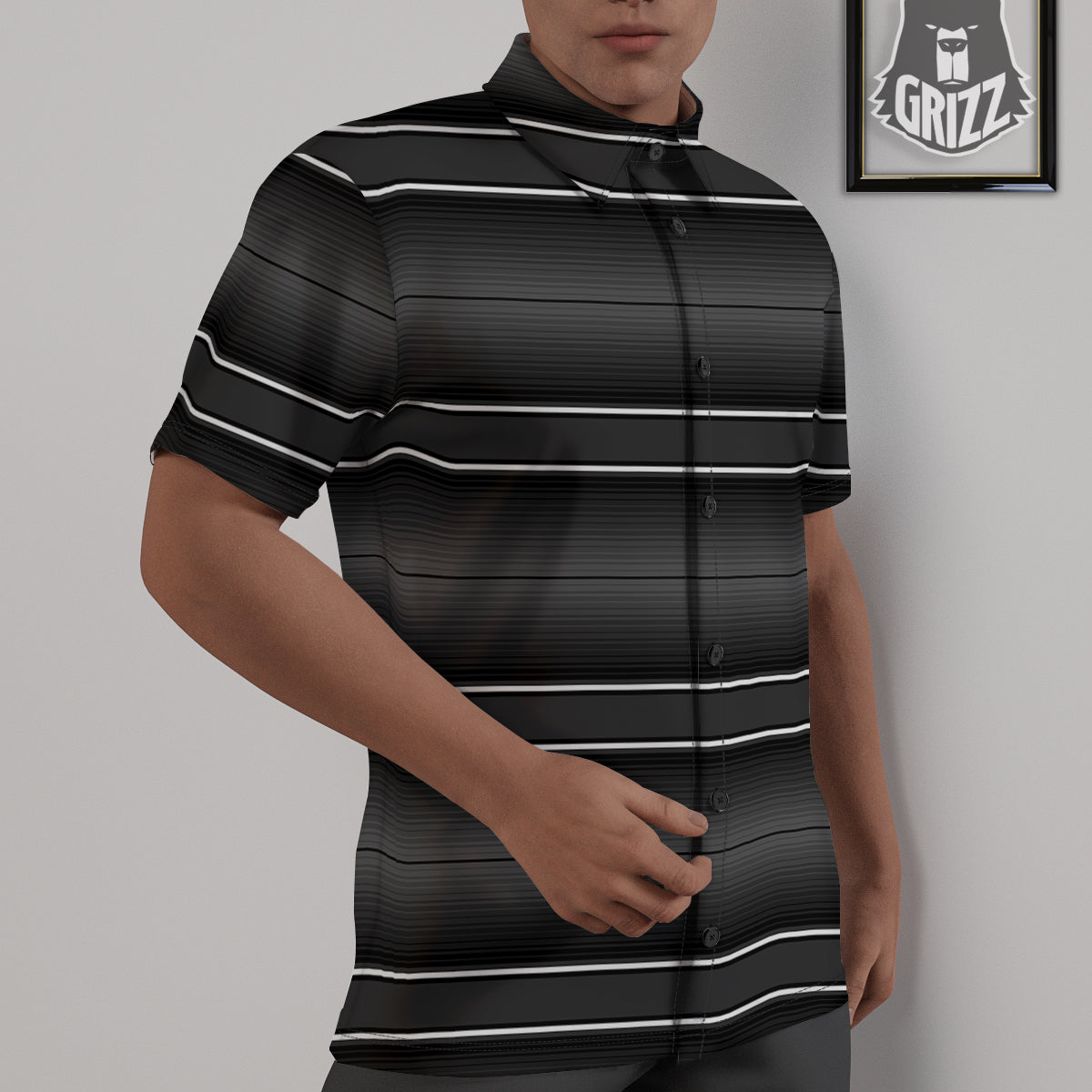 Monochrome Mexican Serape Print Untucked Shirts-grizzshop