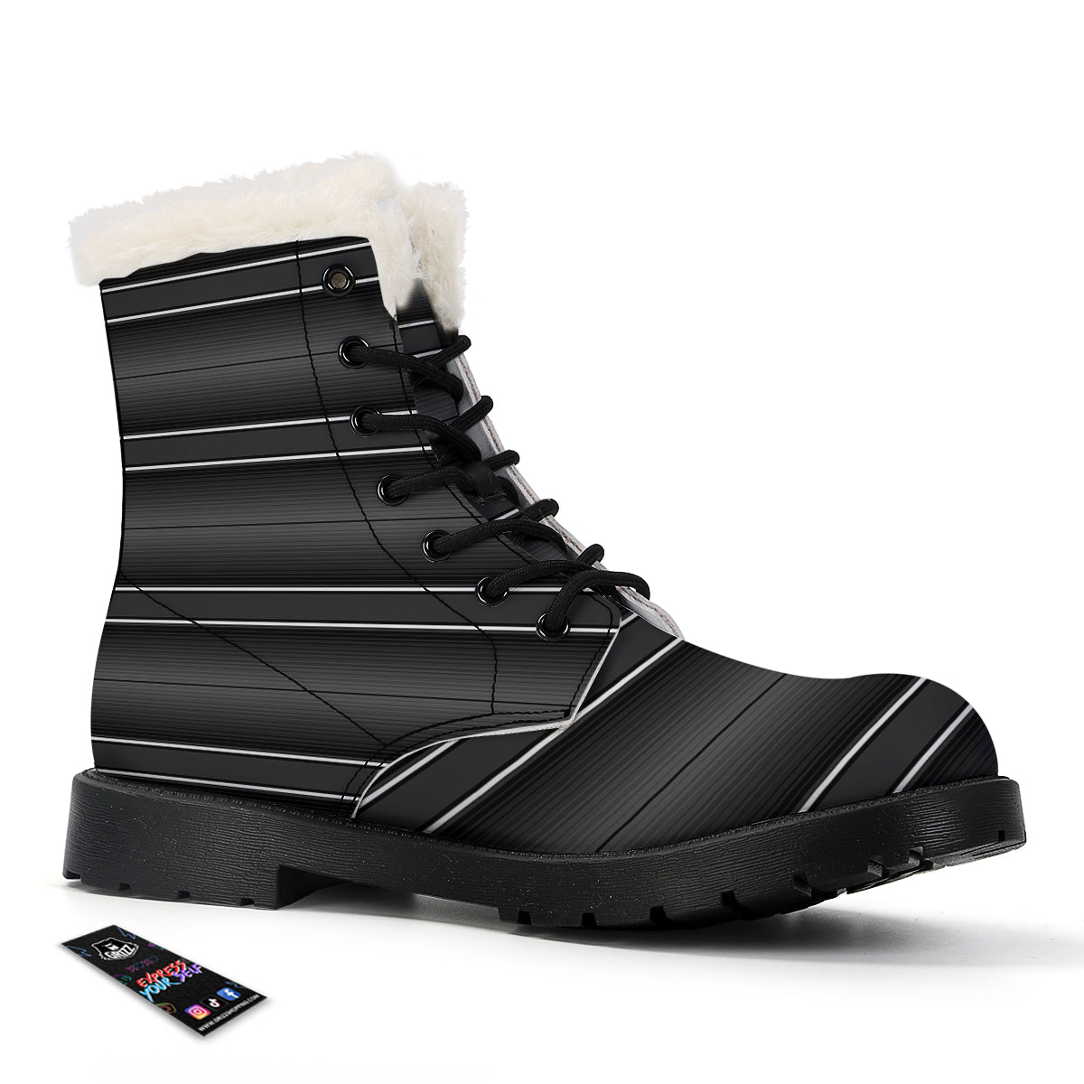 Monochrome Mexican Serape Print Winter Boots-grizzshop