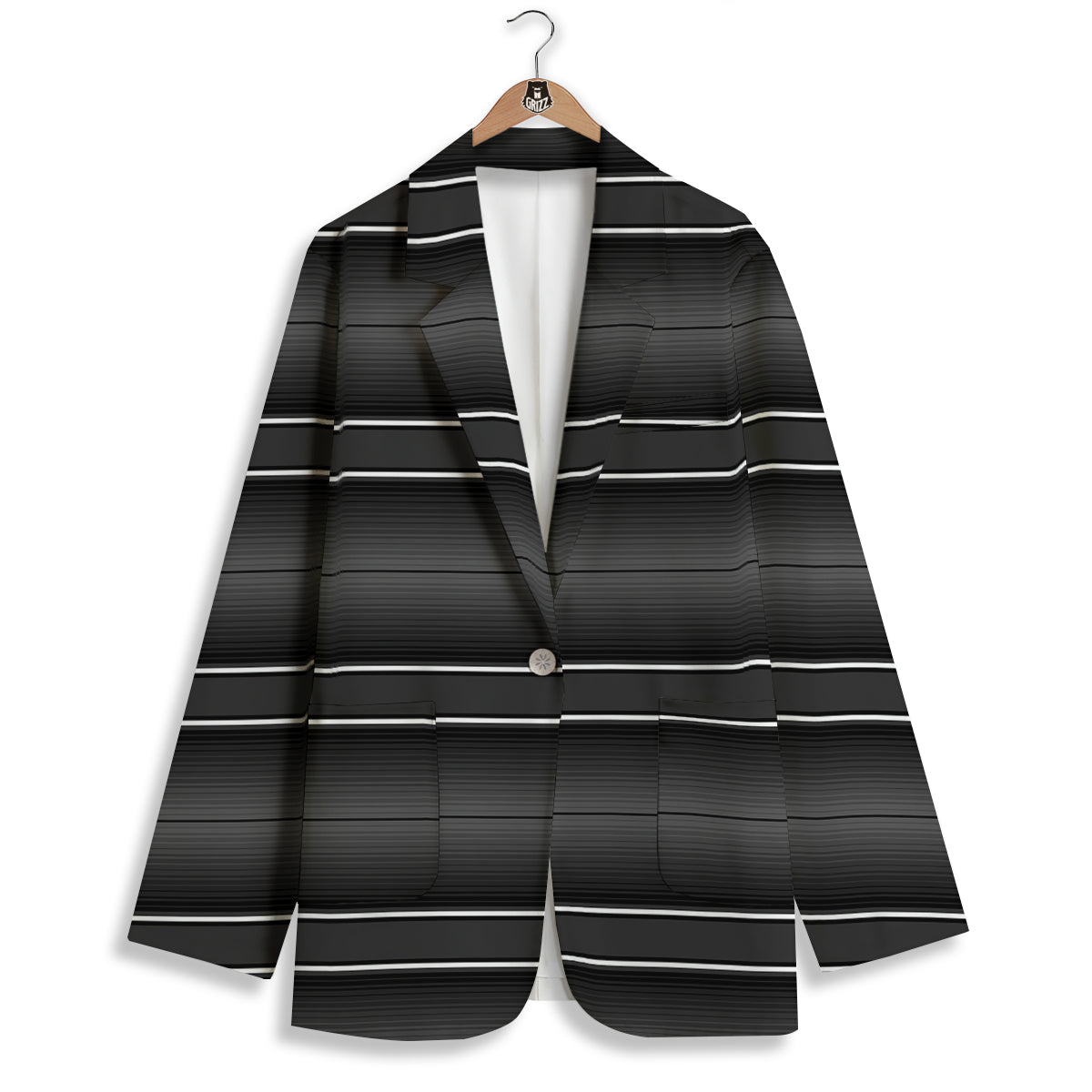 Monochrome Mexican Serape Print Women's Blazer-grizzshop