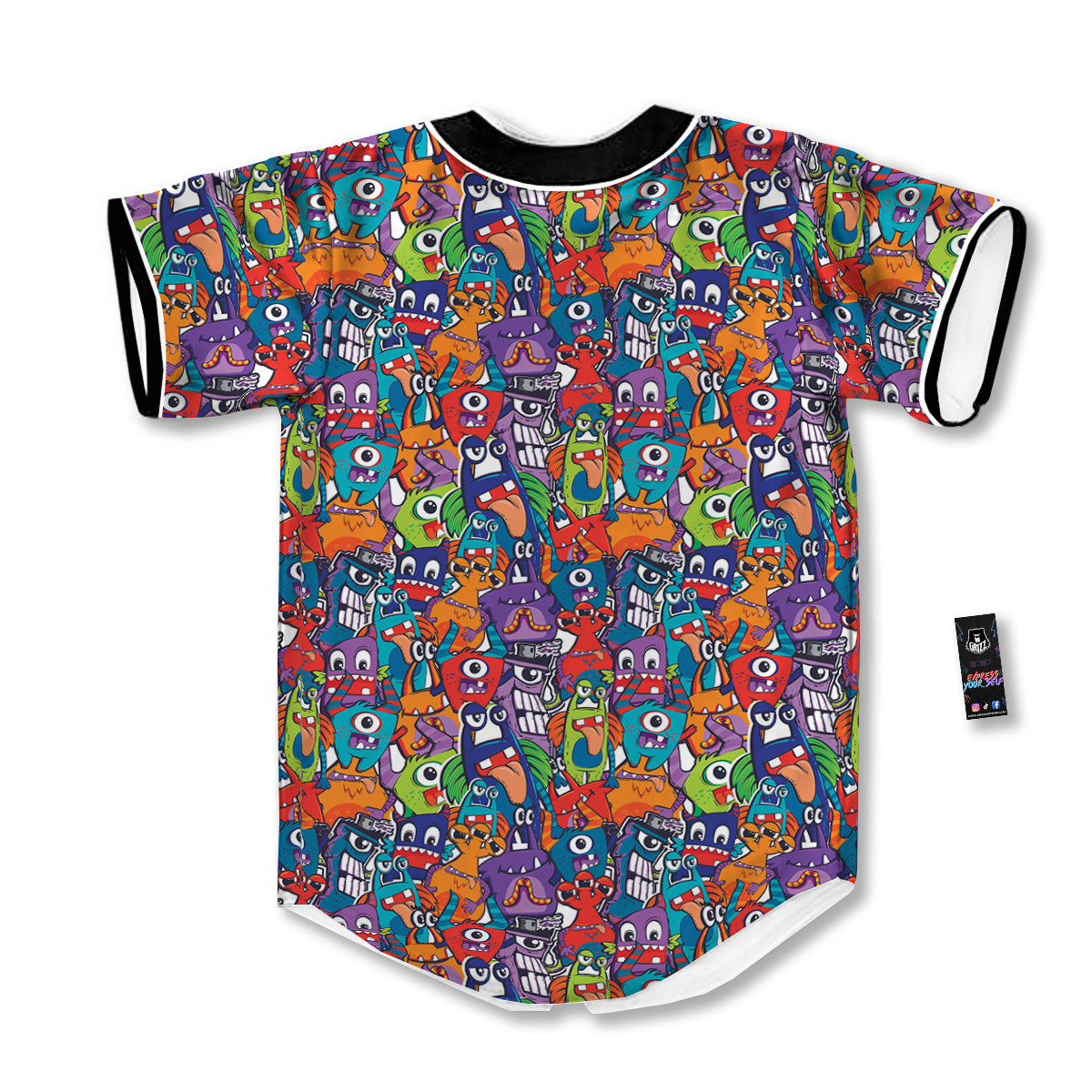 Monster Cute Print Pattern Baseball Jersey-grizzshop