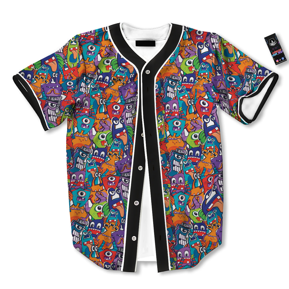 Monster Cute Print Pattern Baseball Jersey-grizzshop