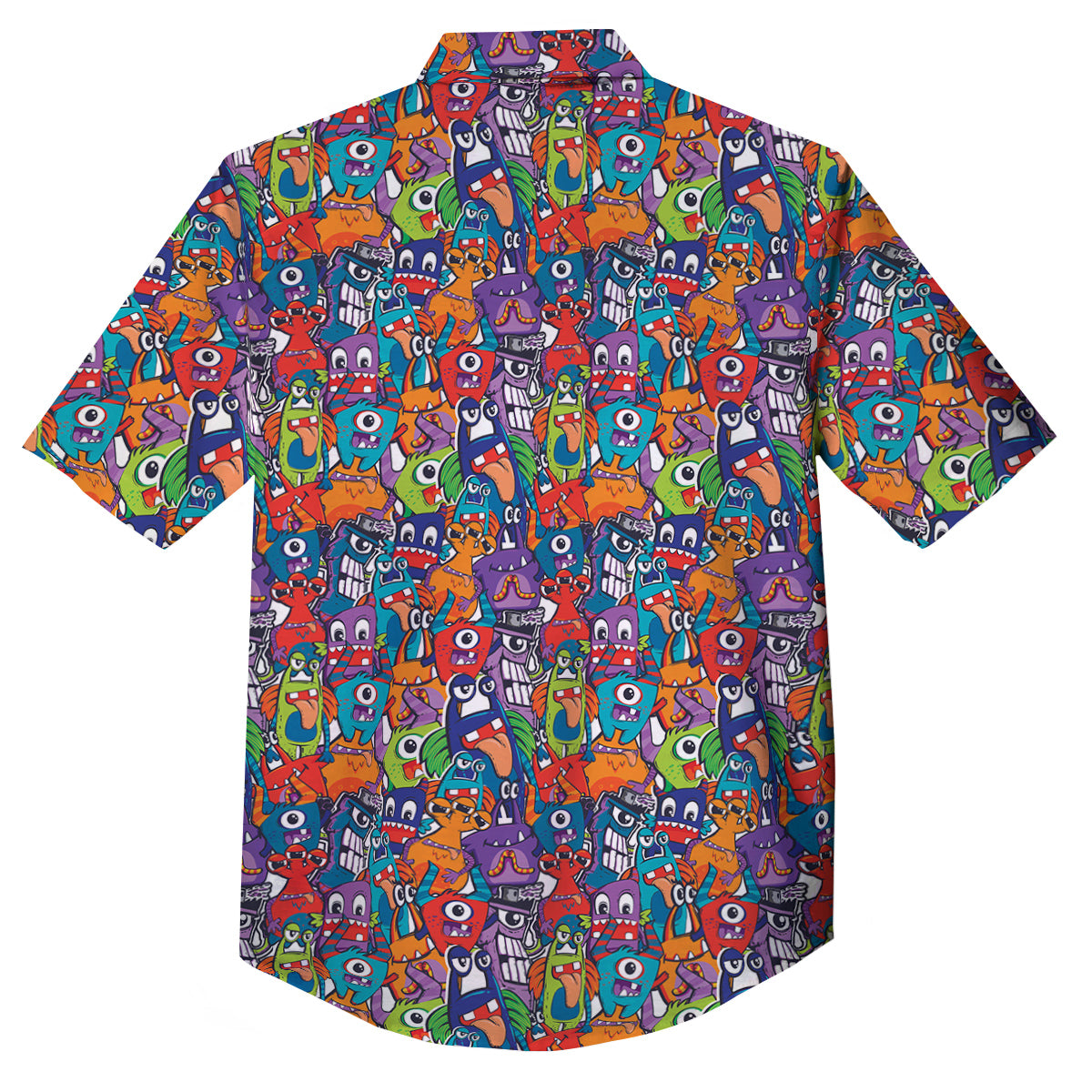 Monster Cute Print Pattern Button Up Shirt-grizzshop
