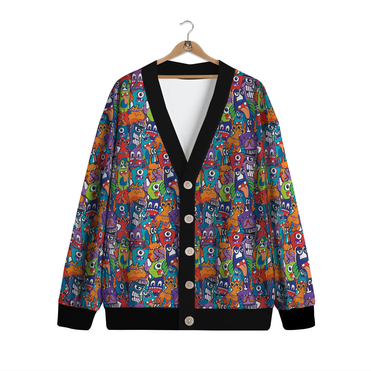 Monster Cute Print Pattern Cardigan-grizzshop