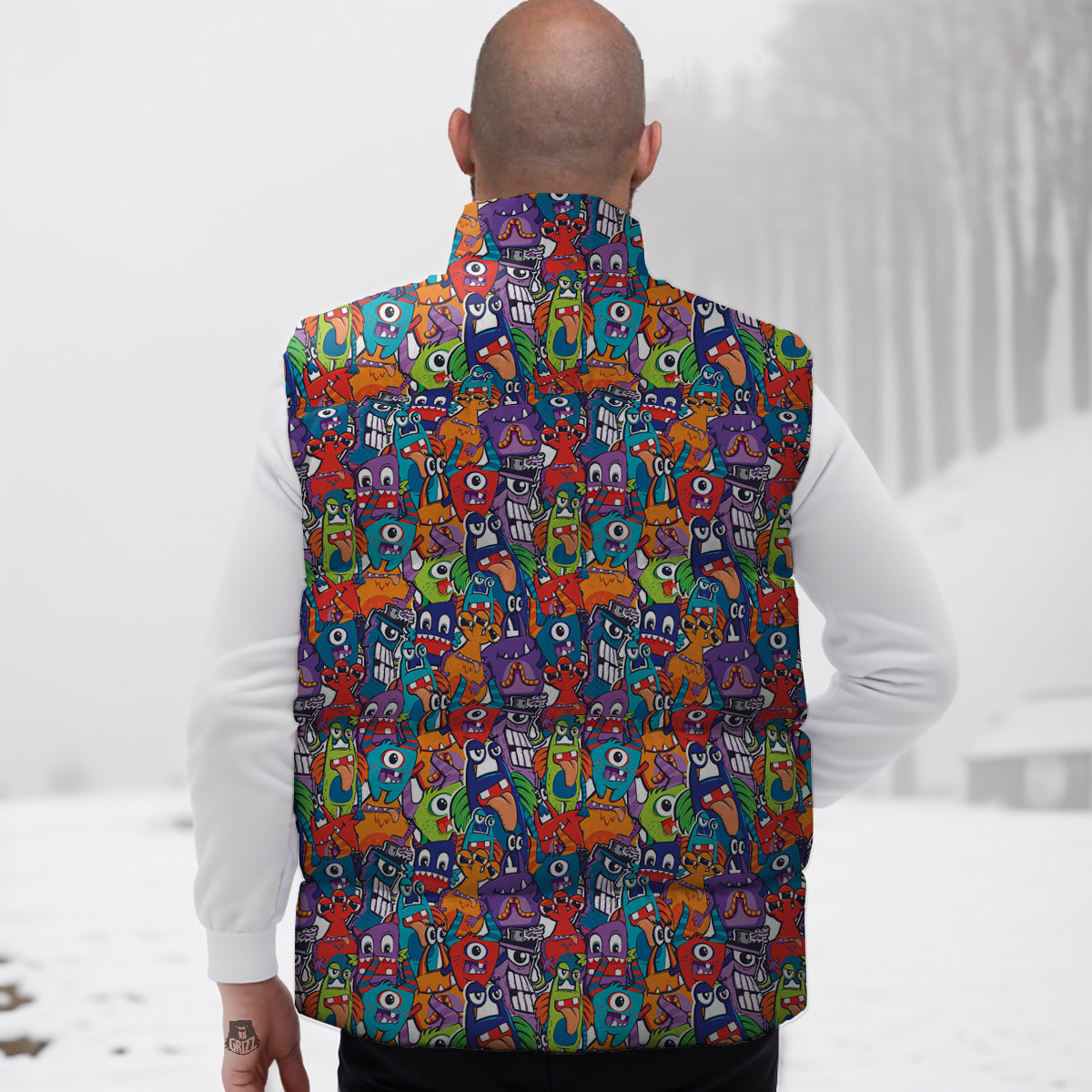 Monster Cute Print Pattern Down Vest