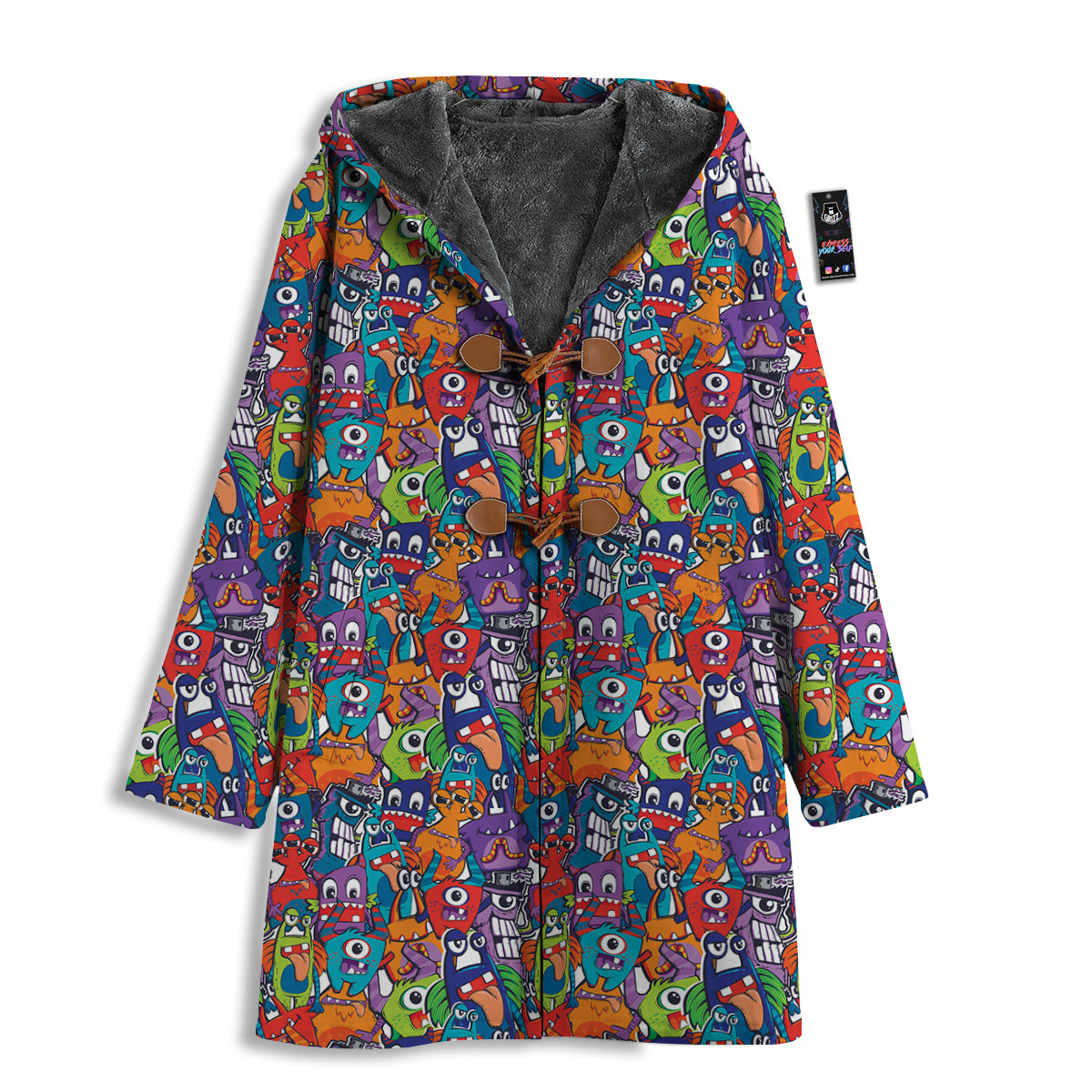 Monster Cute Print Pattern Men's Windbreaker Jacket-grizzshop