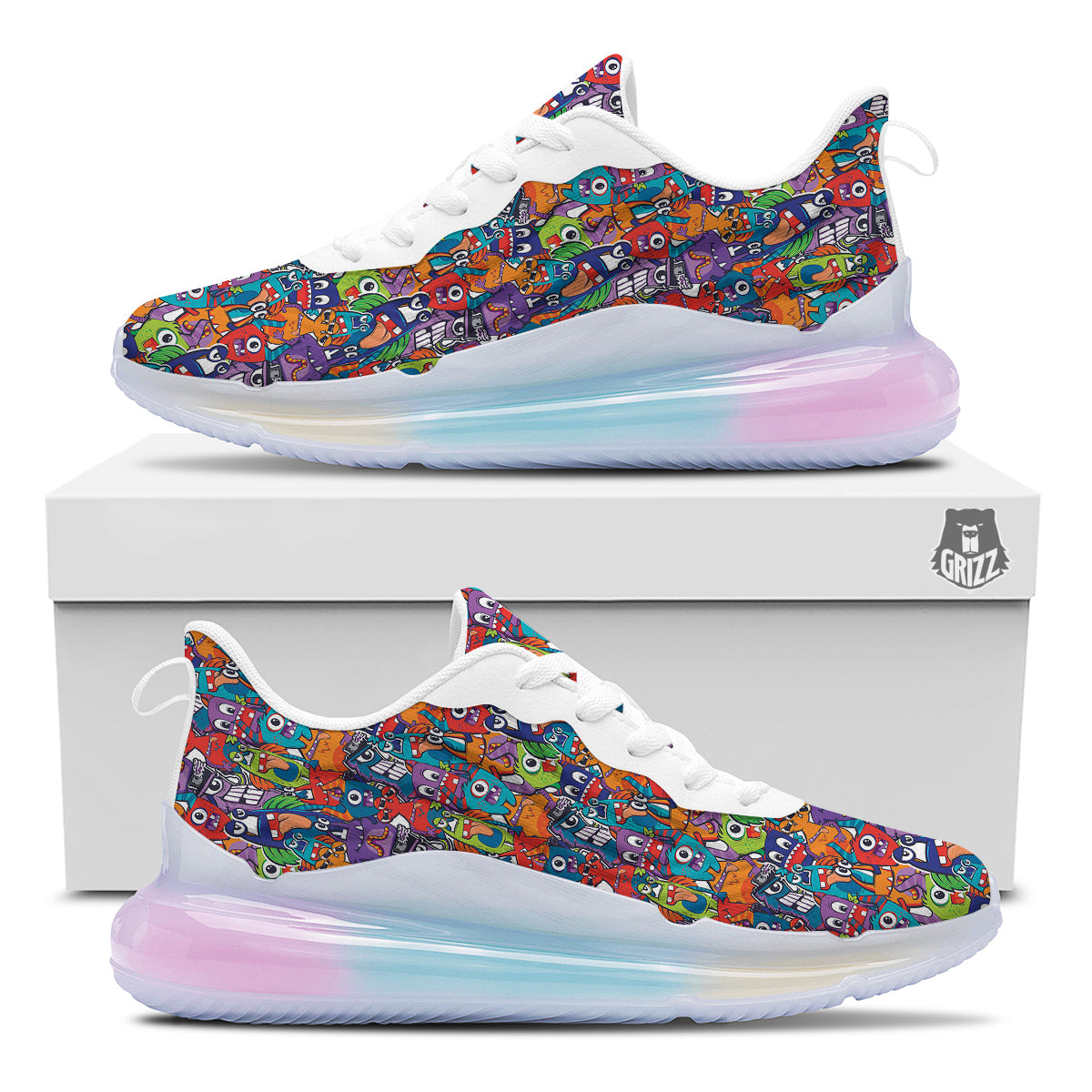 Monster Cute Print Pattern Running Sneakers-grizzshop