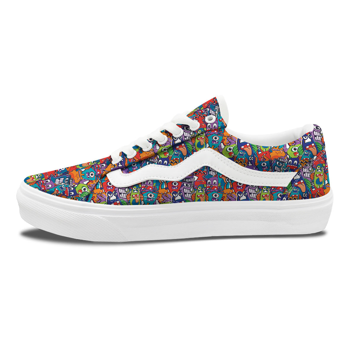 Monster Cute Print Pattern Skate Shoes-grizzshop