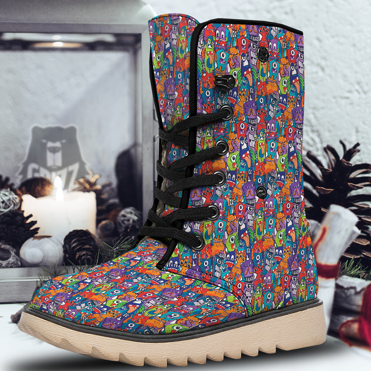 Monster Cute Print Pattern Snow Boots-grizzshop