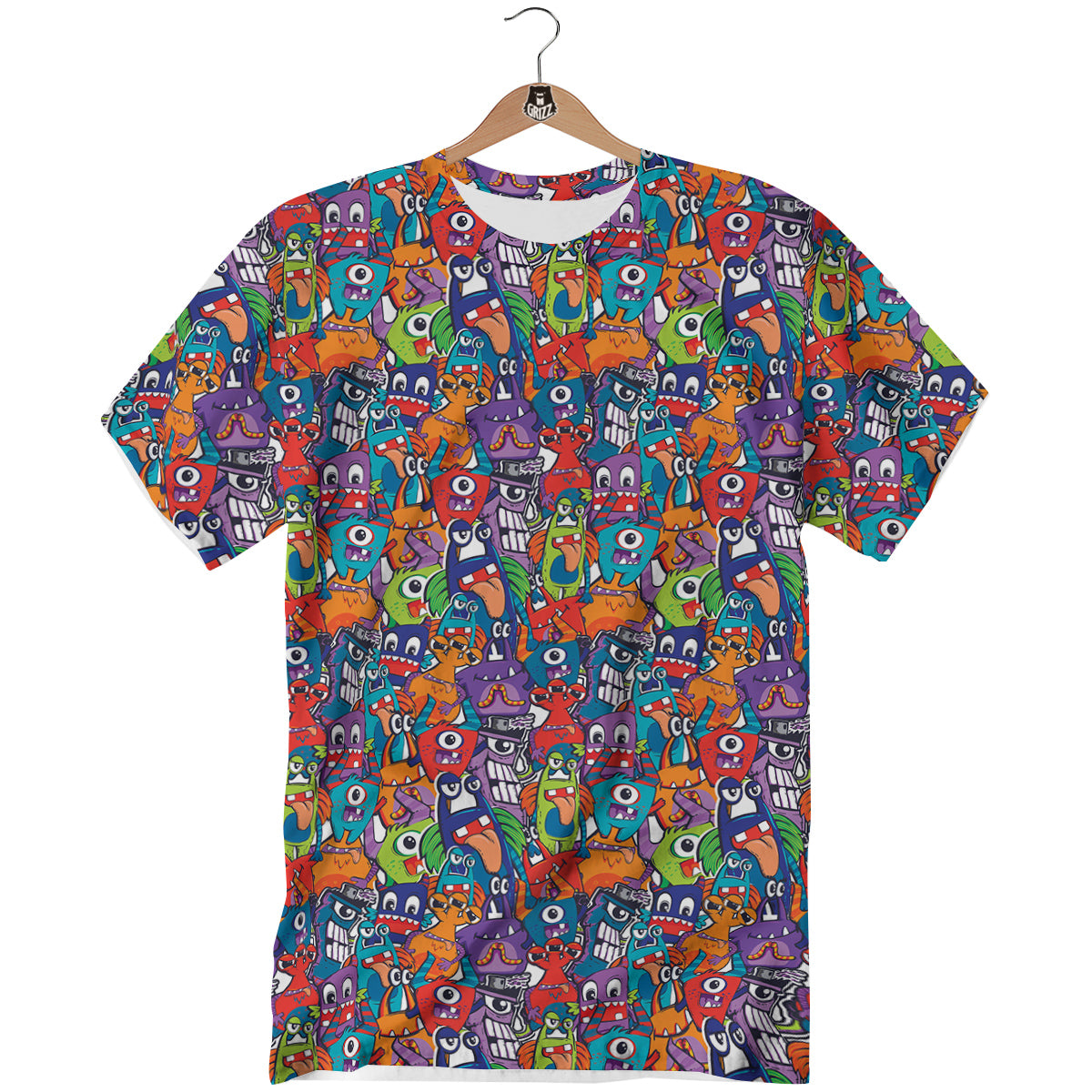 Monster Cute Print Pattern T-Shirt-grizzshop