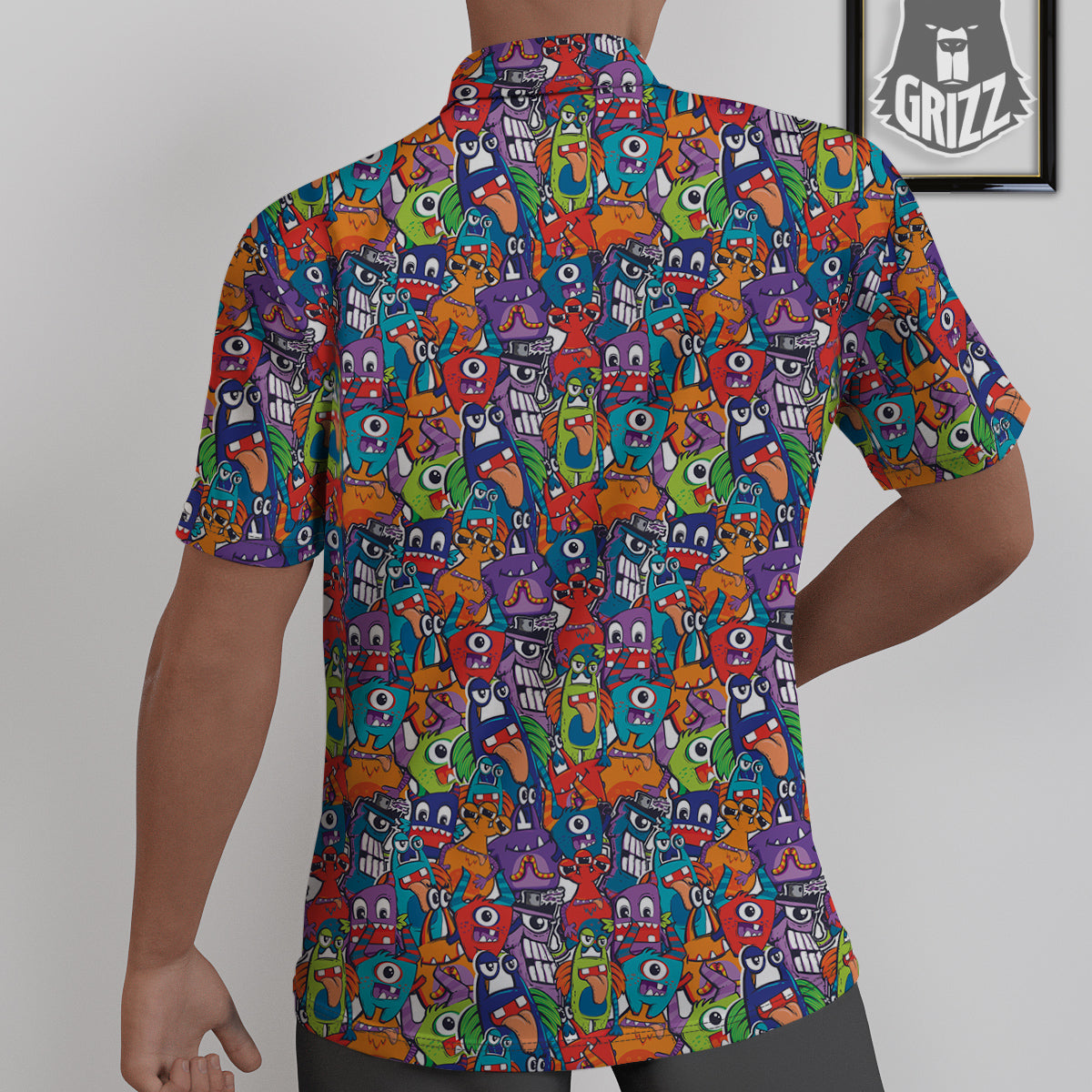 Monster Cute Print Pattern Untucked Shirts-grizzshop