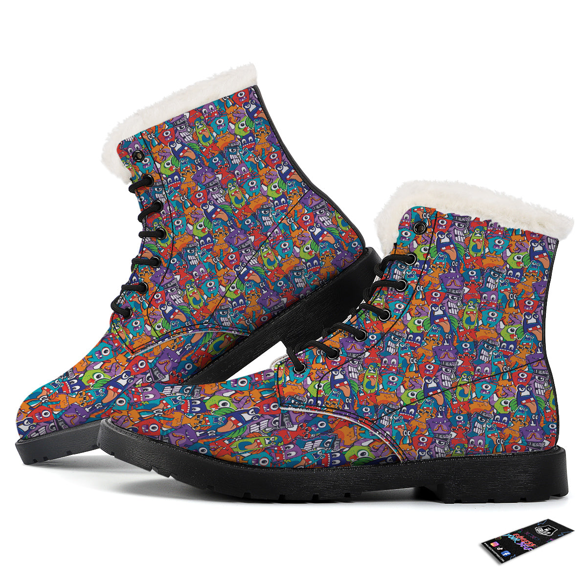 Monster Cute Print Pattern Winter Boots-grizzshop