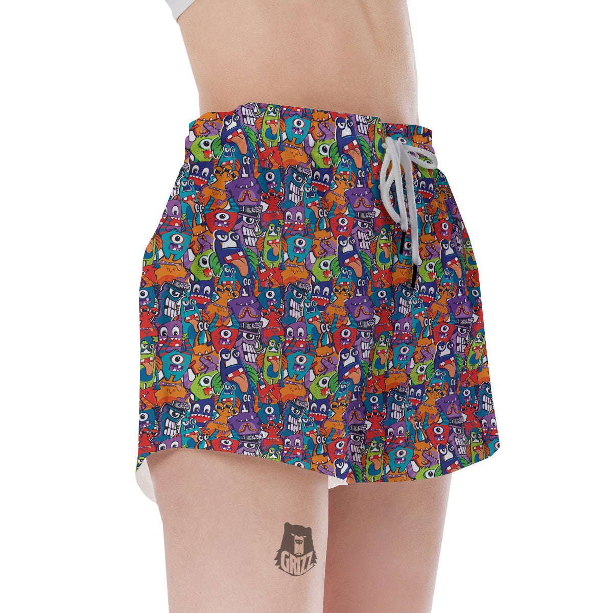 Monster Cute Print Pattern Women's Shorts-grizzshop
