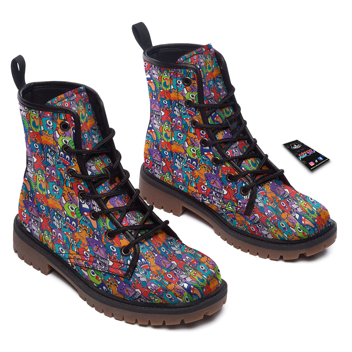 Monster Cute Print Pattern Work Boots-grizzshop