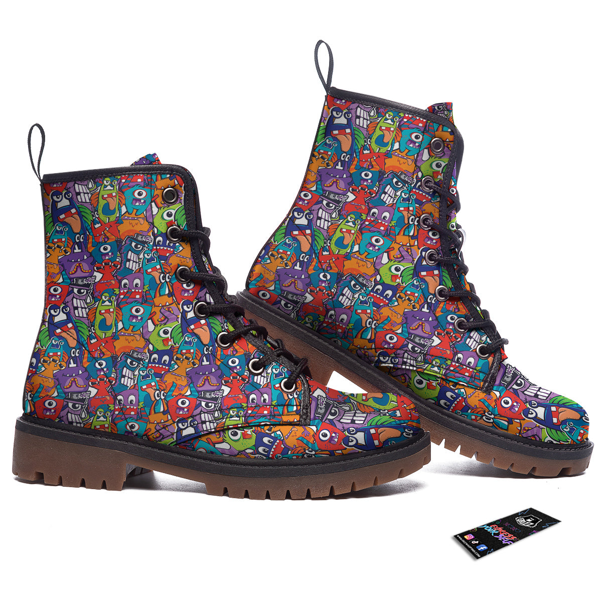 Monster Cute Print Pattern Work Boots-grizzshop