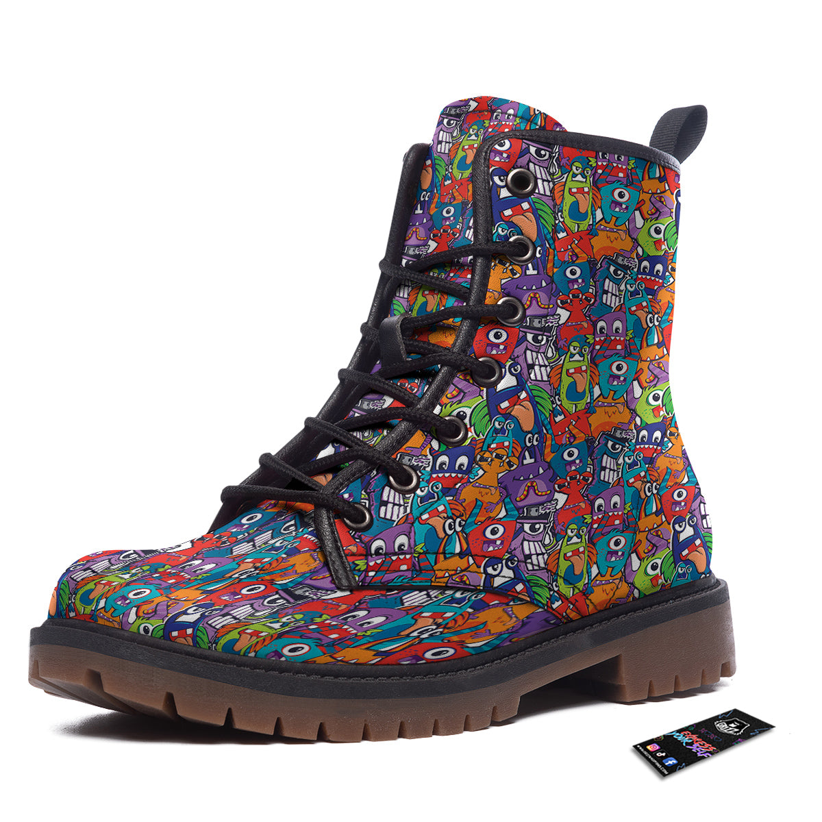 Monster Cute Print Pattern Work Boots-grizzshop
