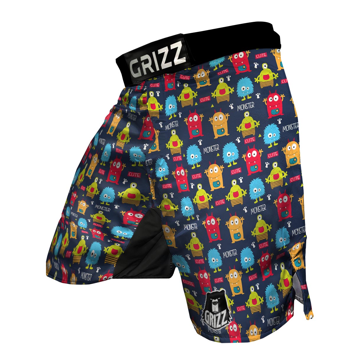 Monster Fluffy Pattern Print MMA Shorts-grizzshop