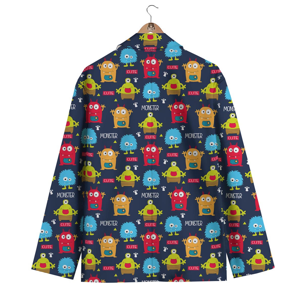 Monster Fluffy Pattern Print Men's Blazer-grizzshop