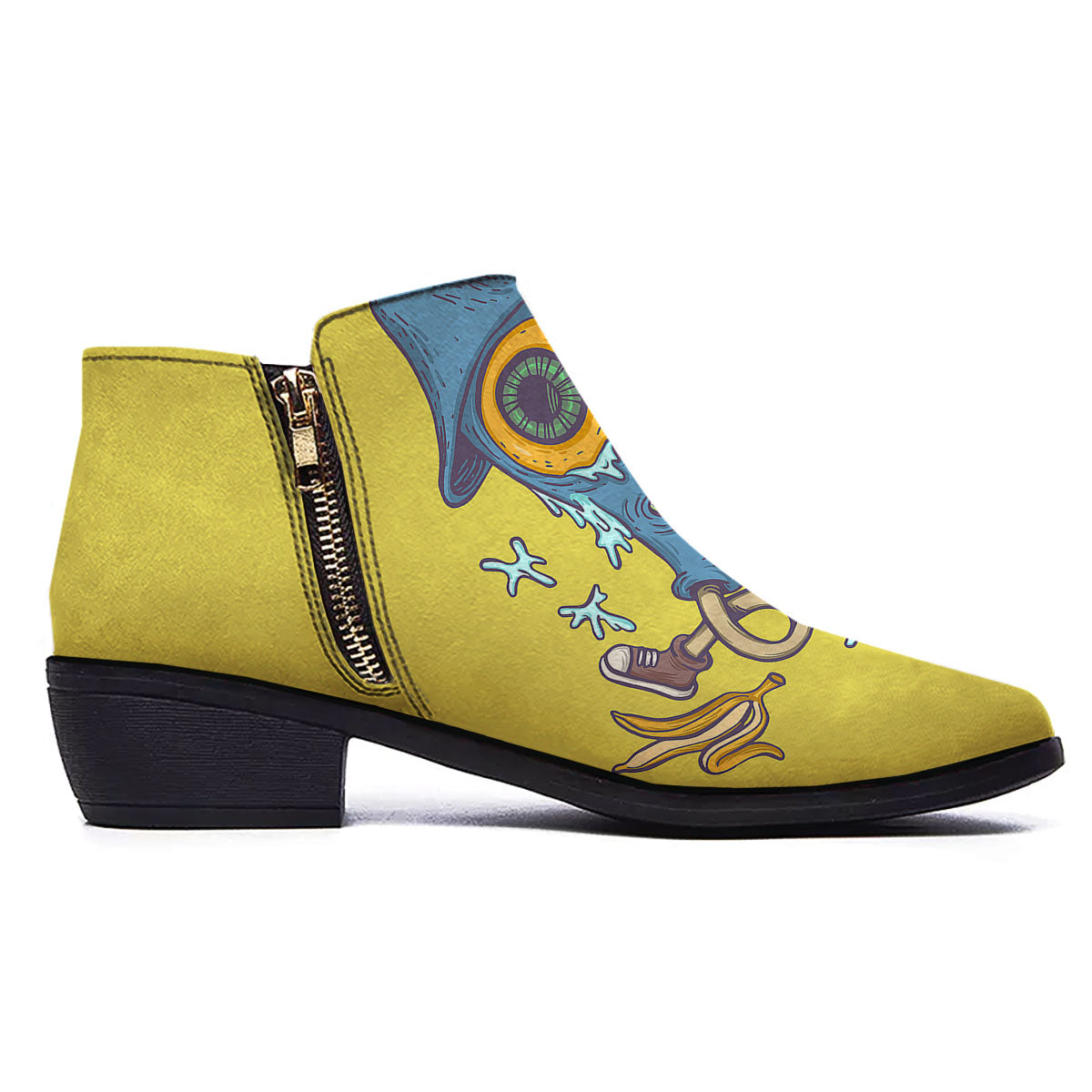 Monster Graffiti Characters Print Ankle Boots-grizzshop