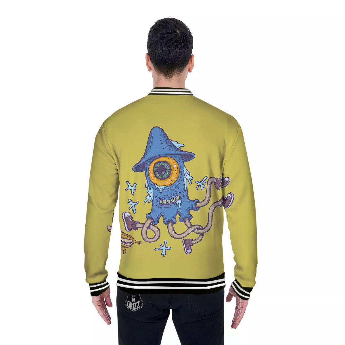 Monster Graffiti Characters Print Baseball Jacket-grizzshop