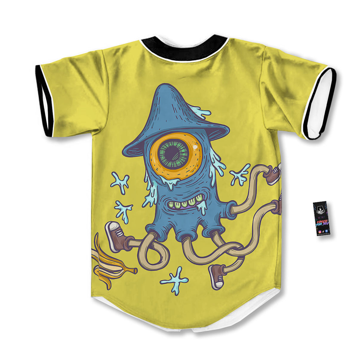 Monster Graffiti Characters Print Baseball Jersey-grizzshop