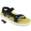 Monster Graffiti Characters Print Black Open Toe Sandals-grizzshop