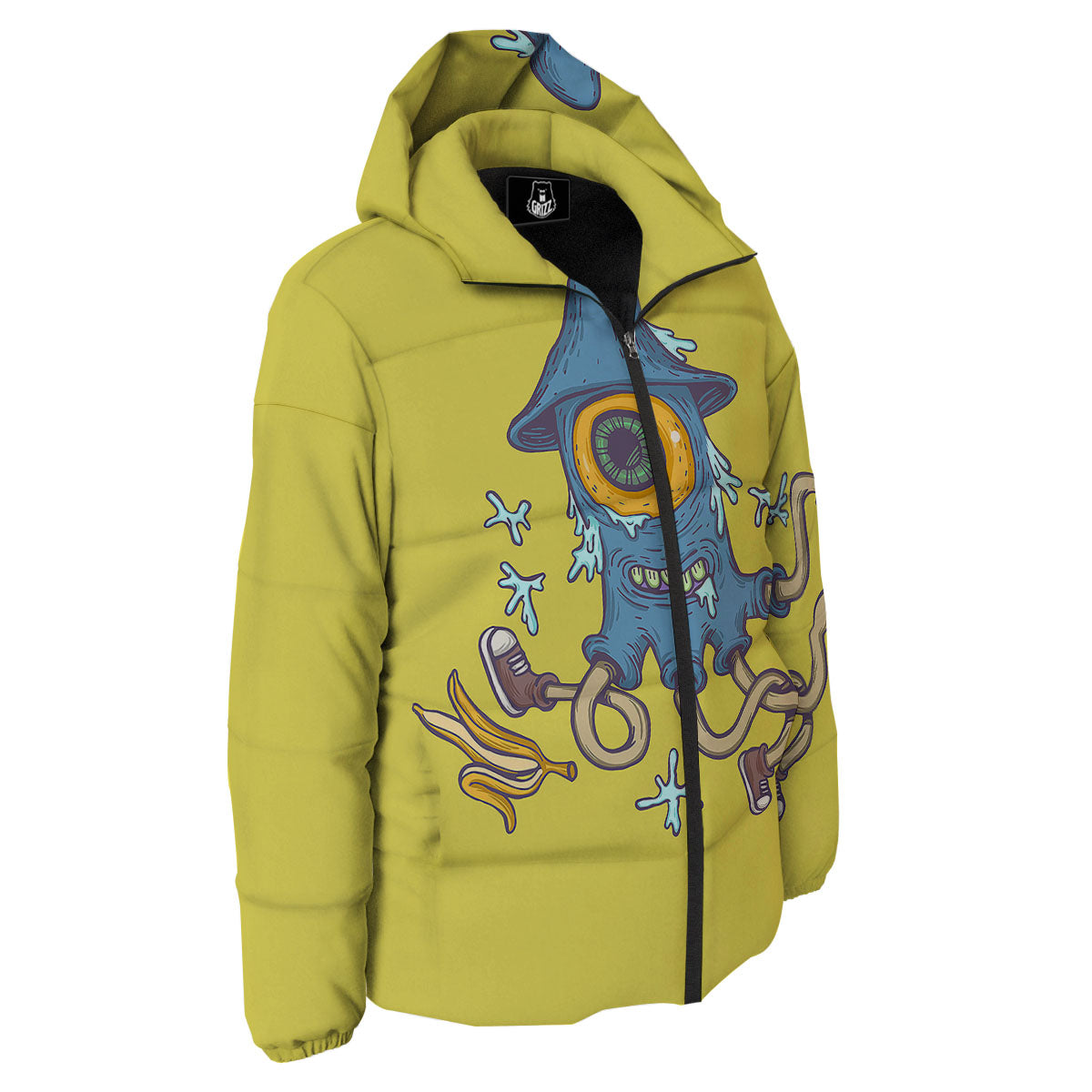 Monster Graffiti Characters Print Down Jacket-grizzshop