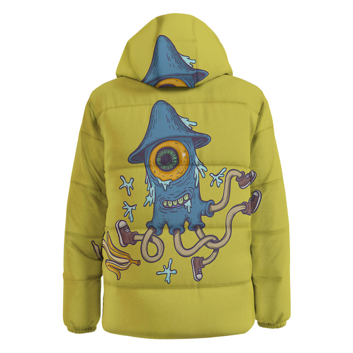 Monster Graffiti Characters Print Down Jacket-grizzshop