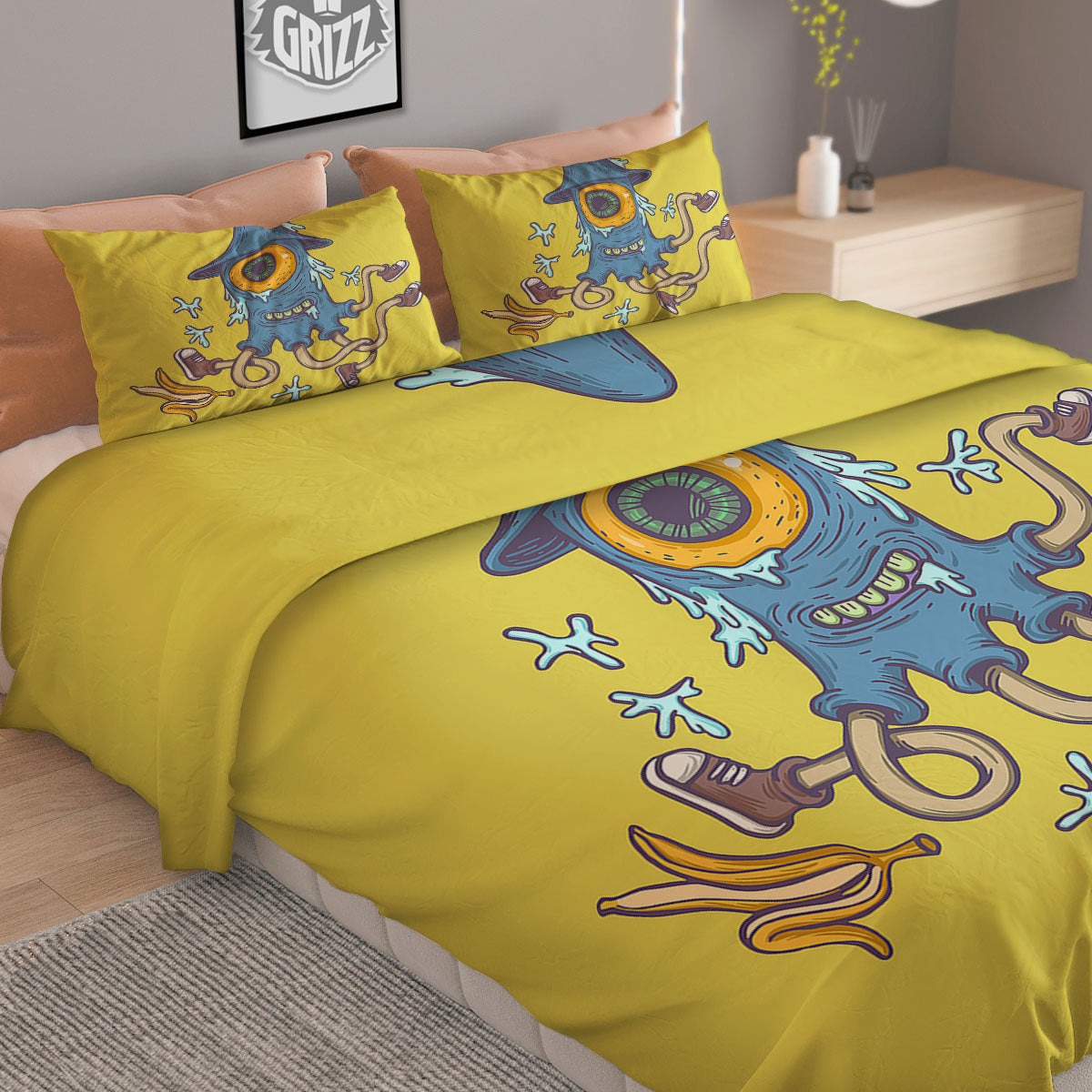 Monster Graffiti Characters Print Duvet Cover Bedding Set
