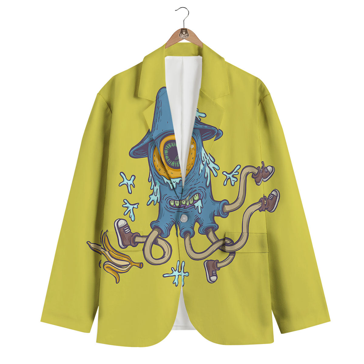 Monster Graffiti Characters Print Men's Blazer-grizzshop