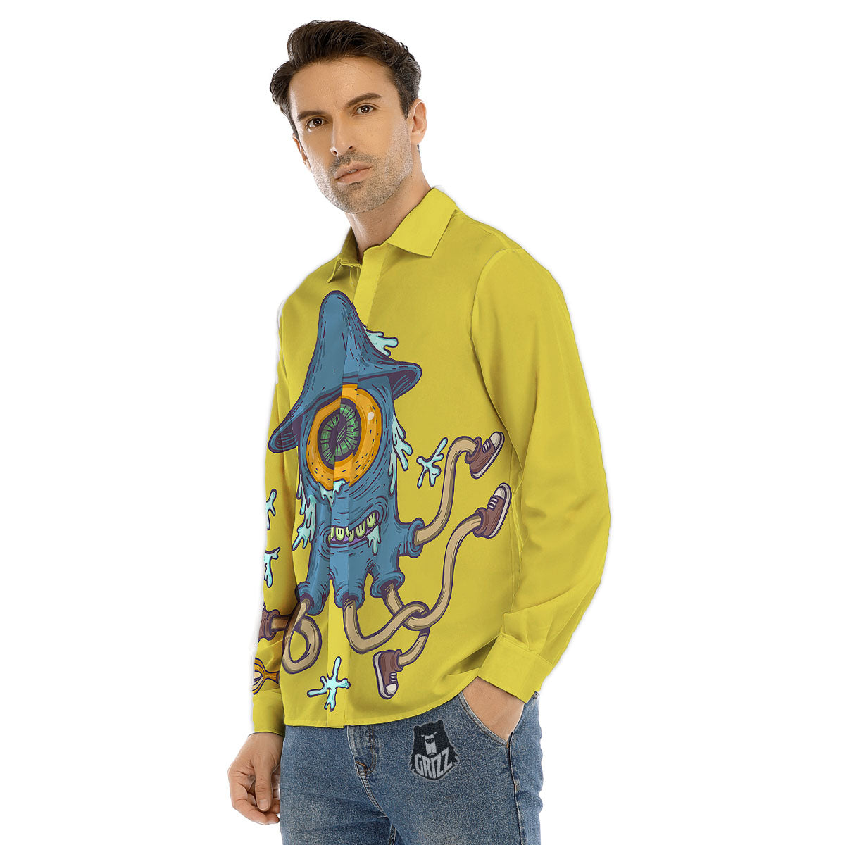 Monster Graffiti Characters Print Men's Dress Shirts-grizzshop