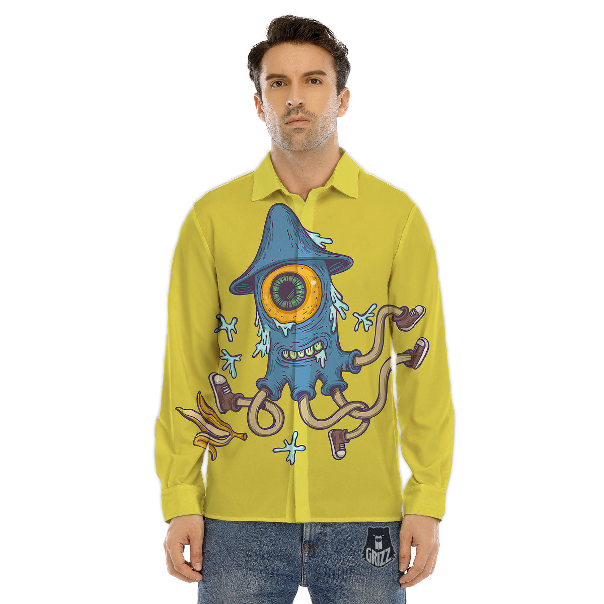 Monster Graffiti Characters Print Men's Dress Shirts-grizzshop