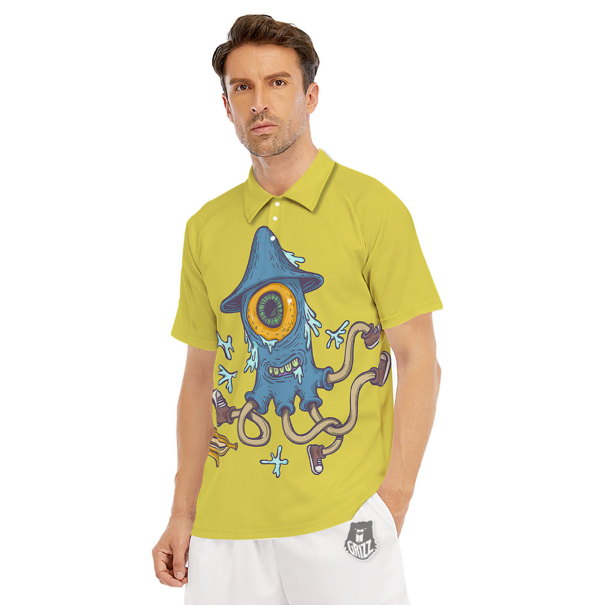 Monster Graffiti Characters Print Men's Golf Shirts-grizzshop